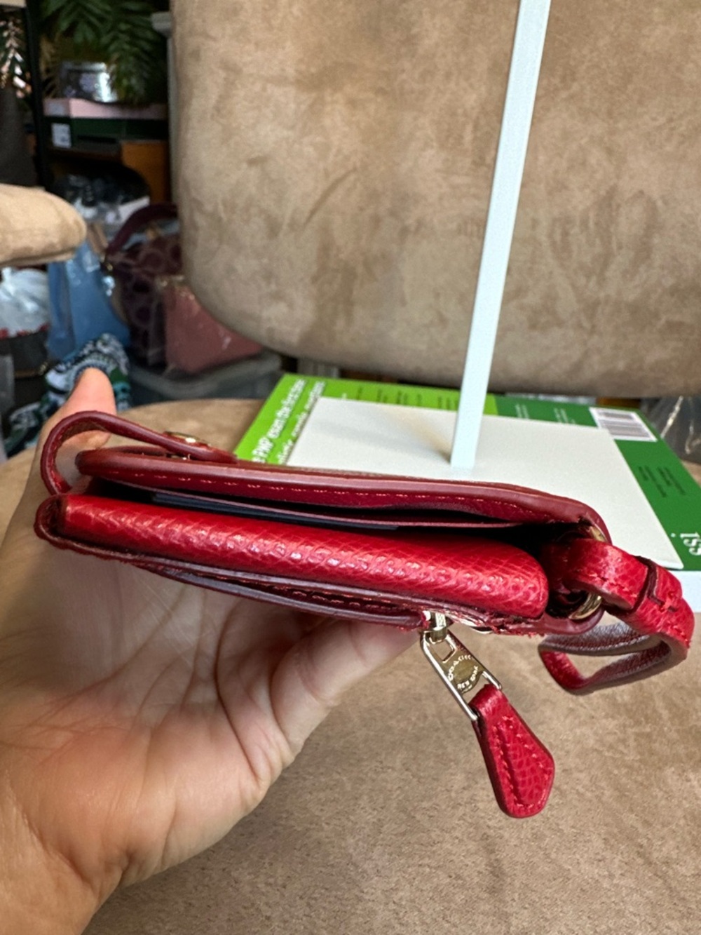 #44. Coach Phone Clutch Red Leather F53977 Very Good Condition - Picture 11 of 12